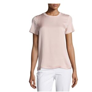 Theory Silk Tee Blush Pink Apdime Size P XS NWT
